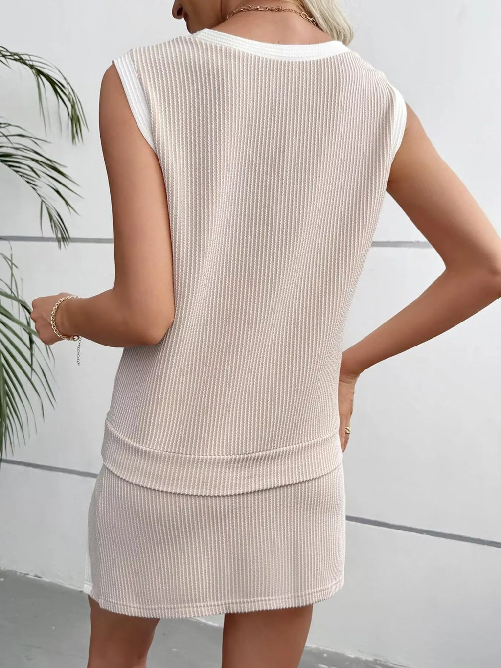 Ribbed Knit Sleeveless Top and Skort Set
