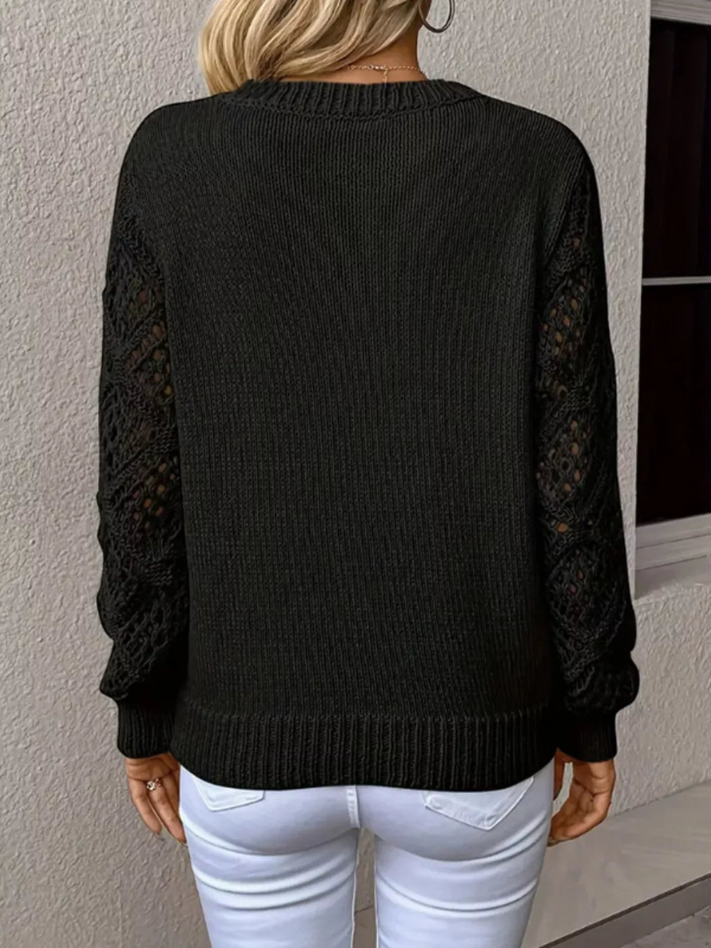 V-Neck Hollow-Out Sleeve Knit Sweater
