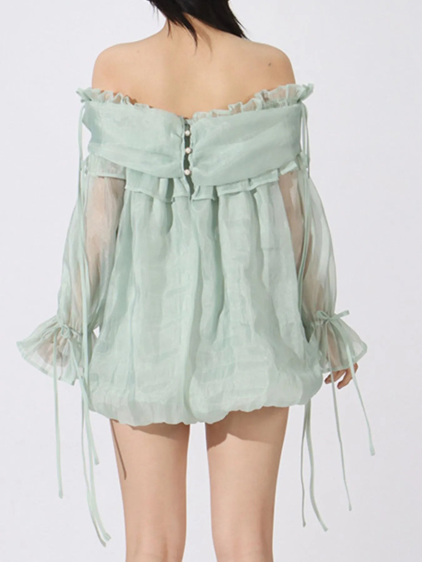 Ruffled Off-Shoulder Flounce Sleeve Blouse