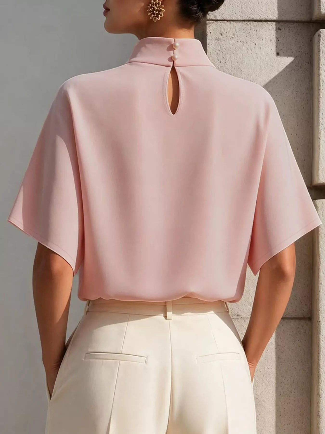 Mock Neck Short Sleeve T-Shirt