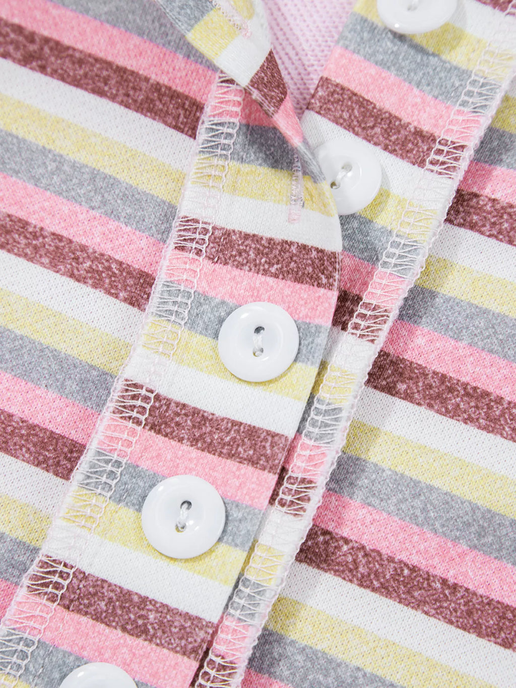 Exposed Seam Color Block Striped Patchwork Loose Henley Sweatshirt