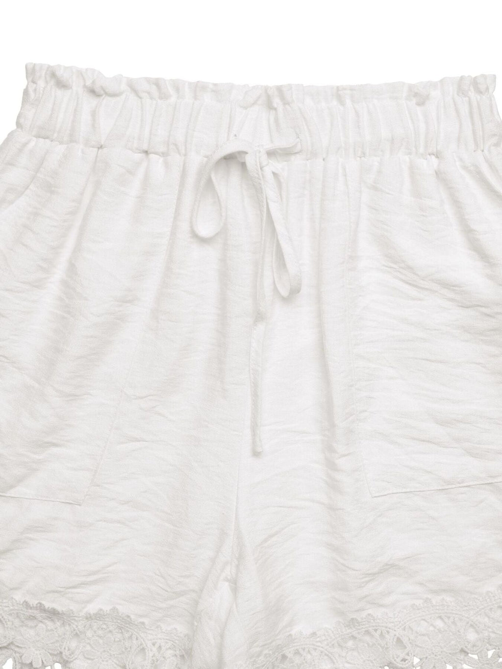 Lace Trim Drawstring Waist Shorts