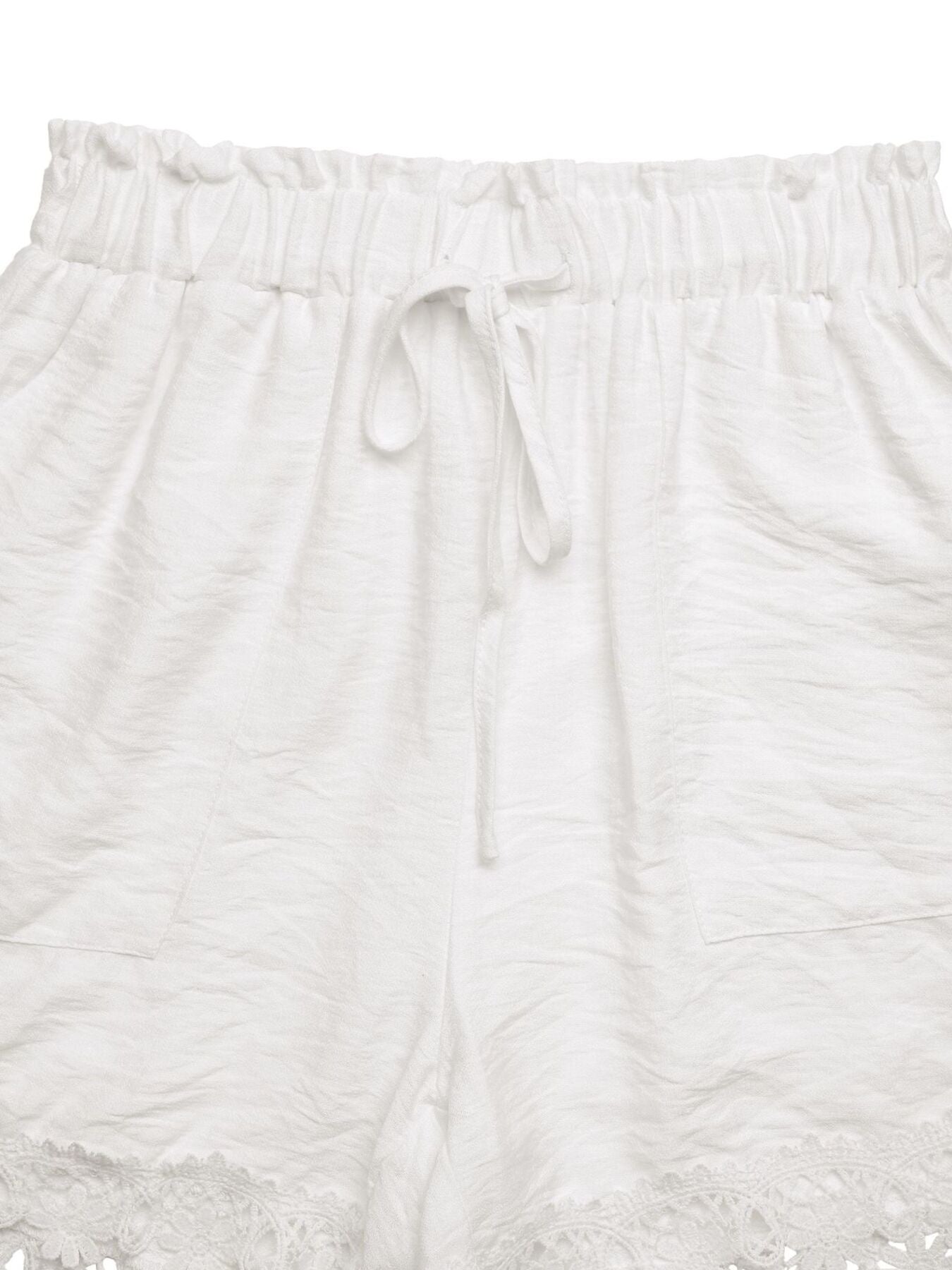 Lace Trim Drawstring Waist Shorts