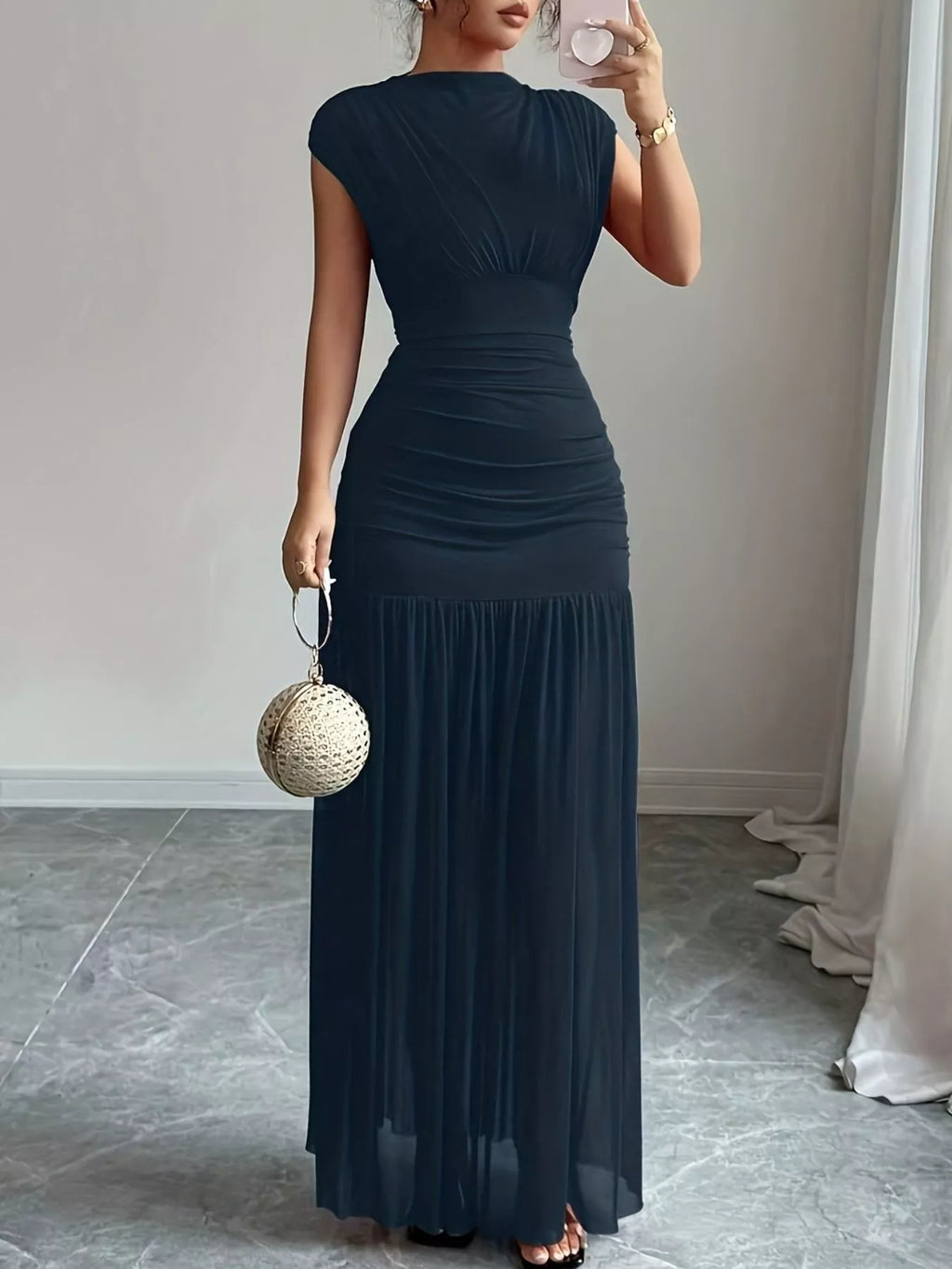 Ruched Bodycon Maxi Dress