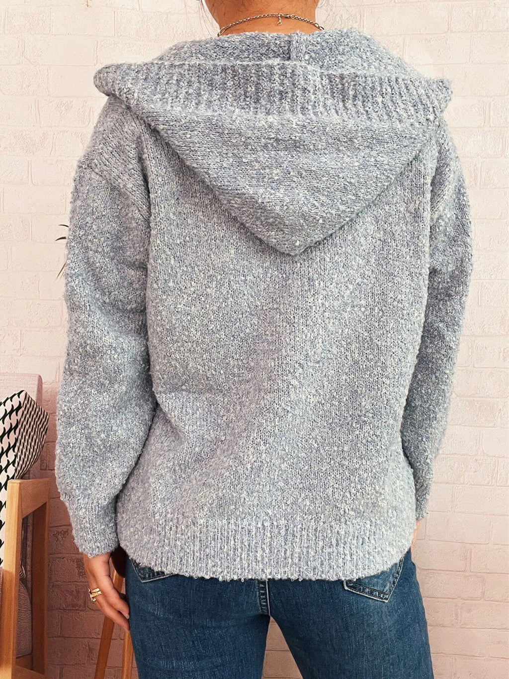 Cozy Button-Up Hooded Cardigan