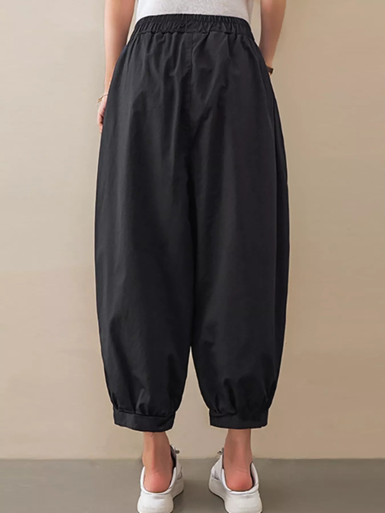 Loose Fit Elastic Waist Harem Pants
