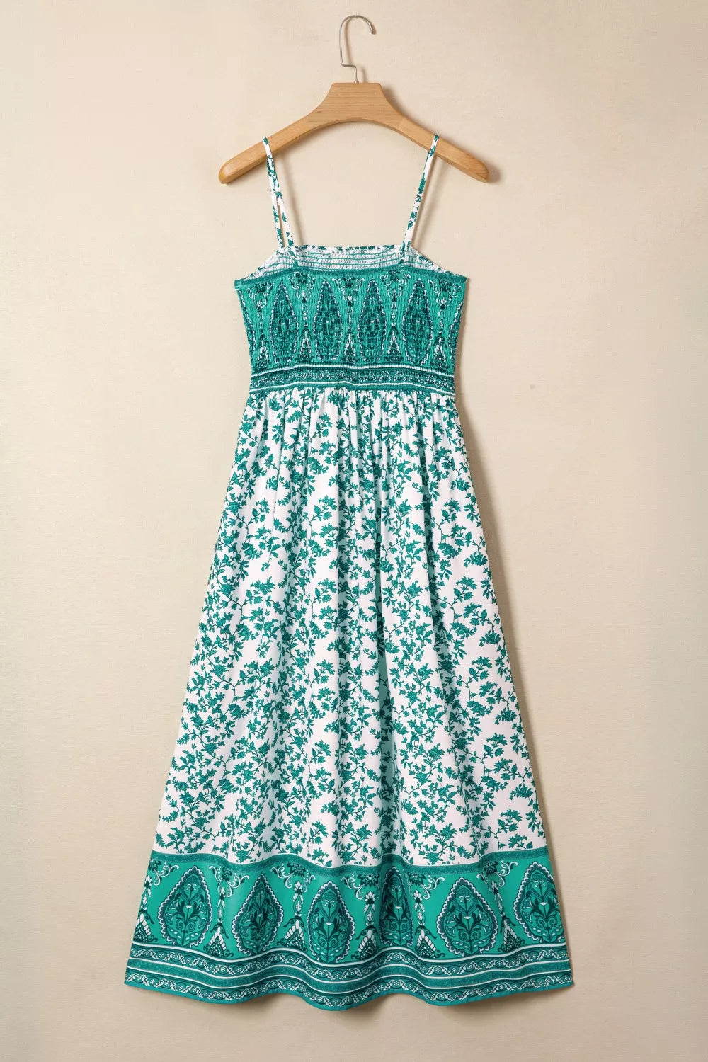 Floral Print Shirred Cami Maxi Dress