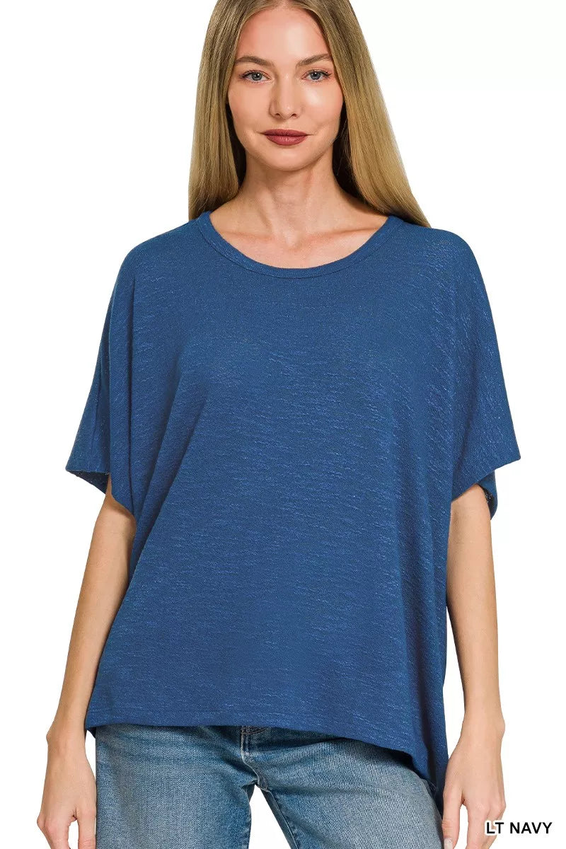 Zenana Oversized Slub Hacci Top