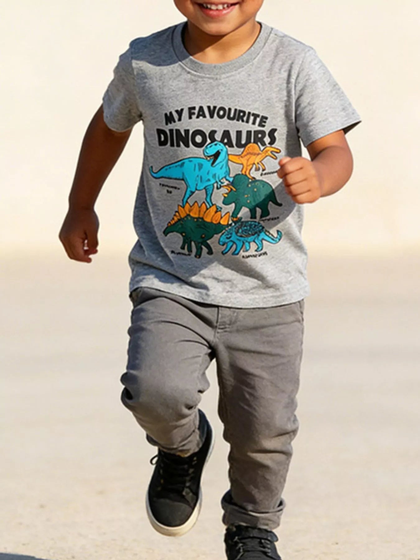 Children's Dinosaur Graphic Round Neck Tee