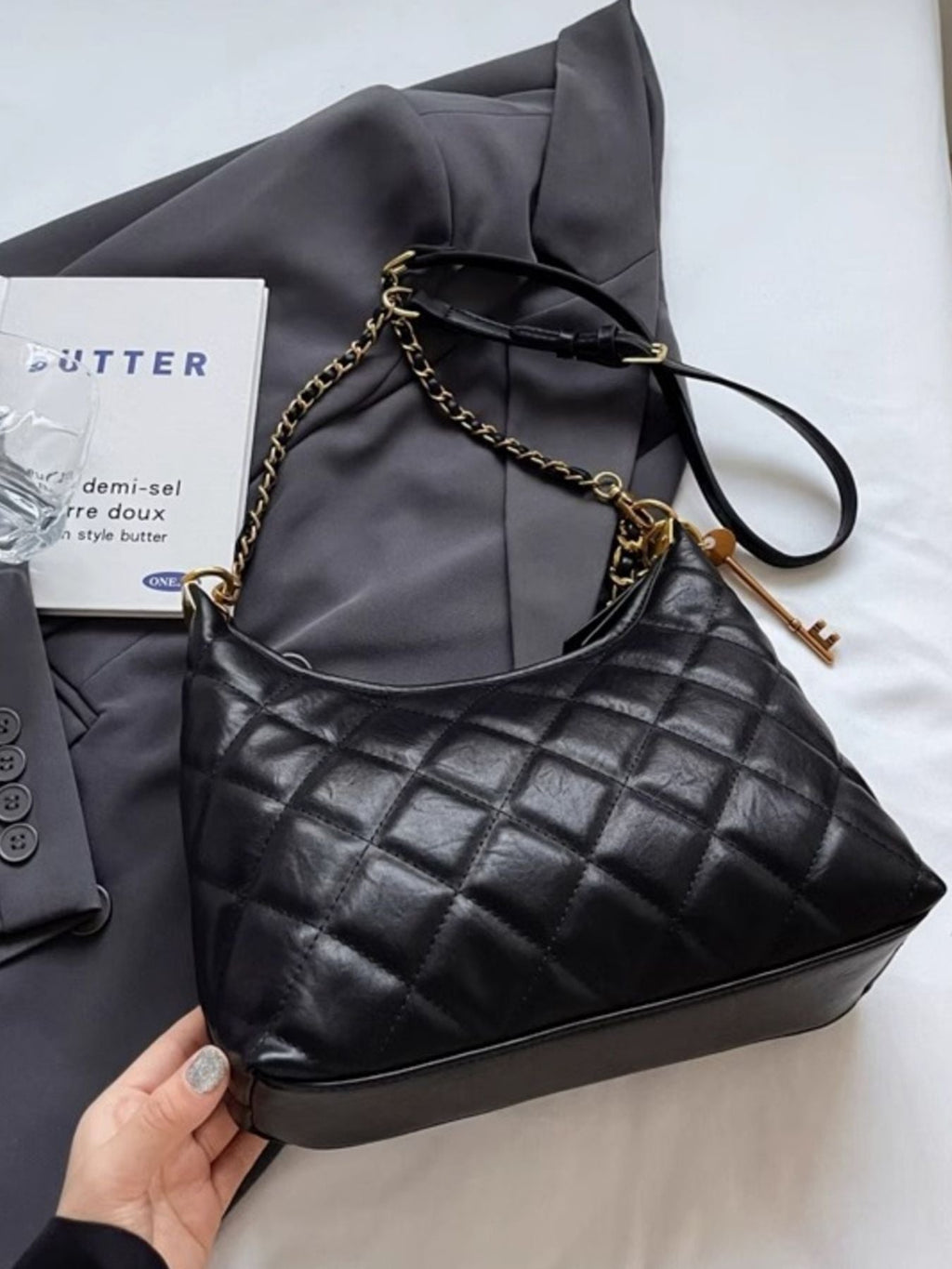 Quilted Chain Strap Shoulder Bag