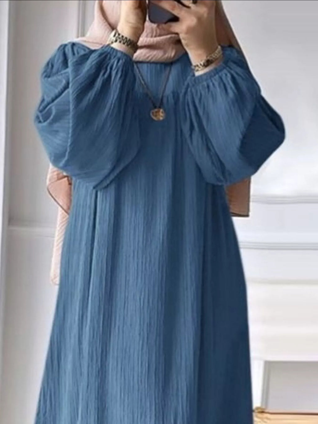 Full Size Textured Balloon Sleeve Maxi Dress Plus Size