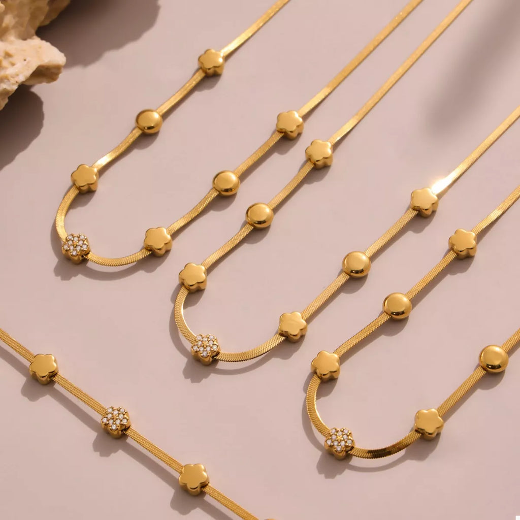 18K Gold-Plated Stainless Steel Zircon Star Moon Necklace