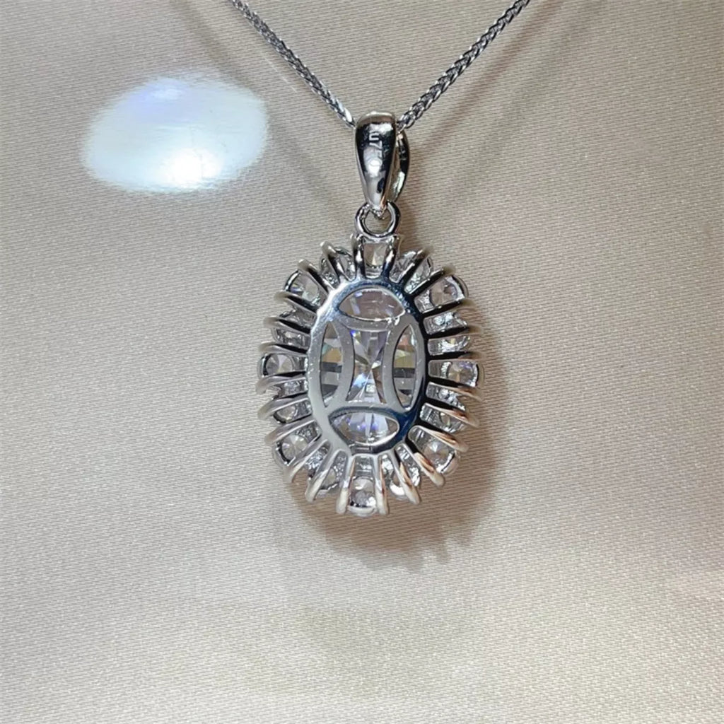 8 Carat Moissanite 925 Sterling Silver Pendant Necklace