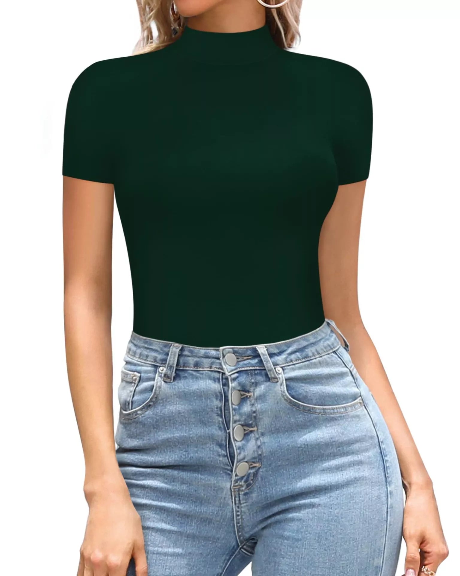 Mock Neck Short Sleeve Bodysuit