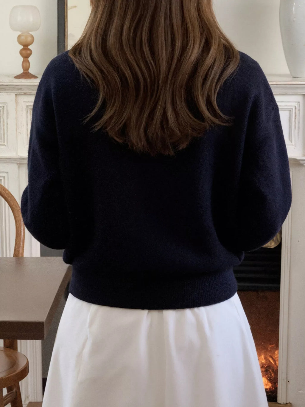 Polo Collar Dropped Shoulder Sweater