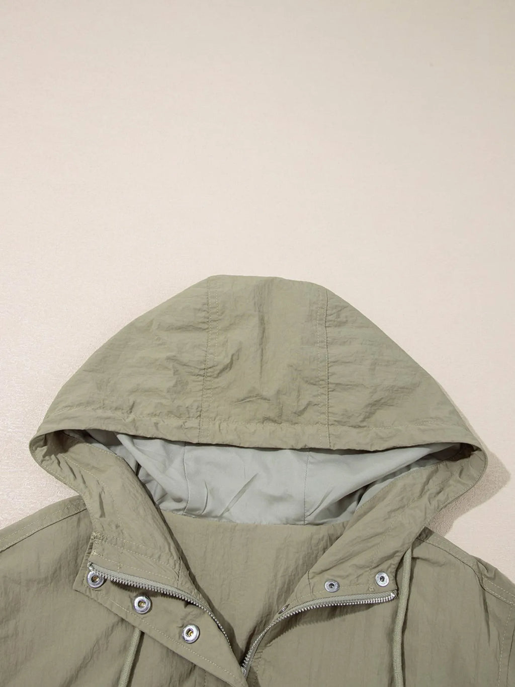 Zip Up Cropped Hooded Utility Jacket