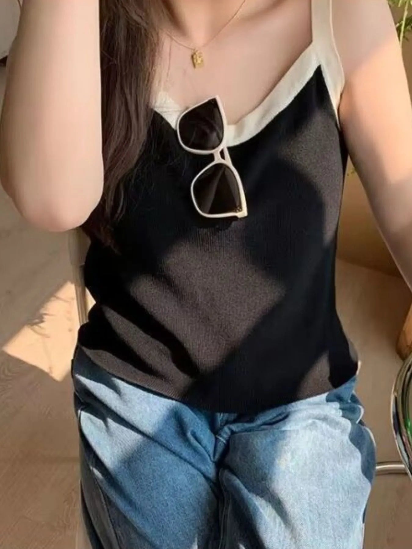 Contrast Trim Cami Top