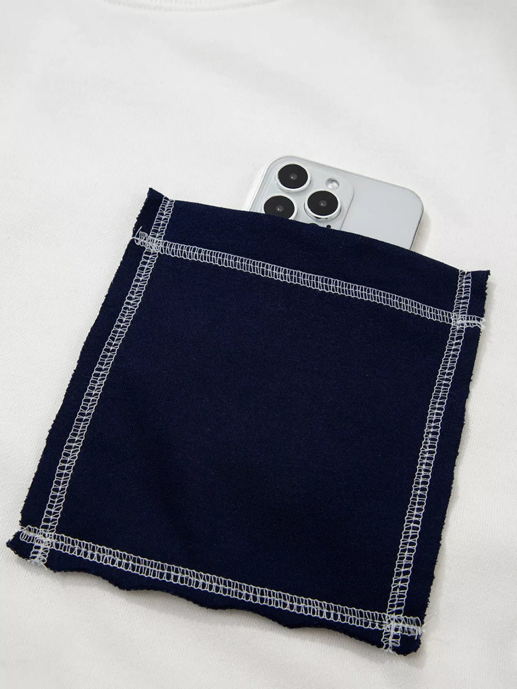 Exposed Seam Detail Color Block Patch Pocket Drop Shoulder Sweatshirt