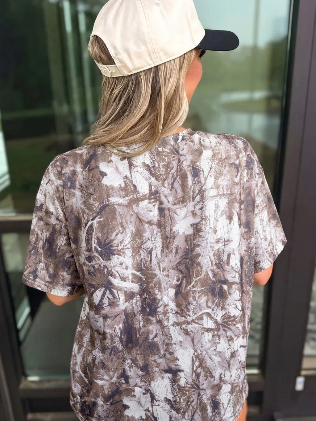 Camouflage Woodland Print Drop Shoulder Tunic Tee