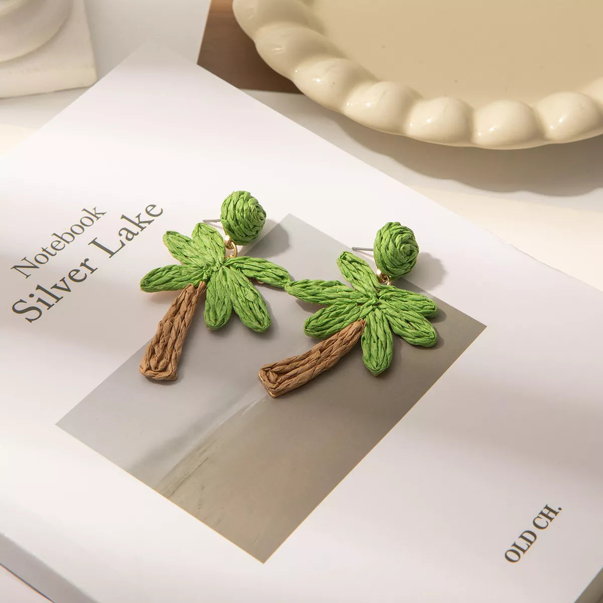 Colorful Woven Flower Drop Earrings