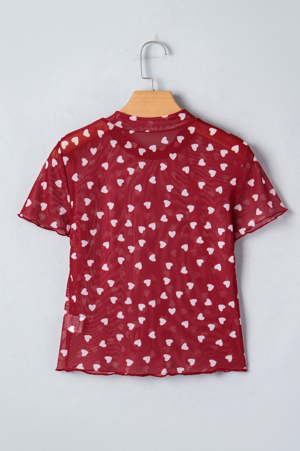 Sheer Heart Print Fitted Top