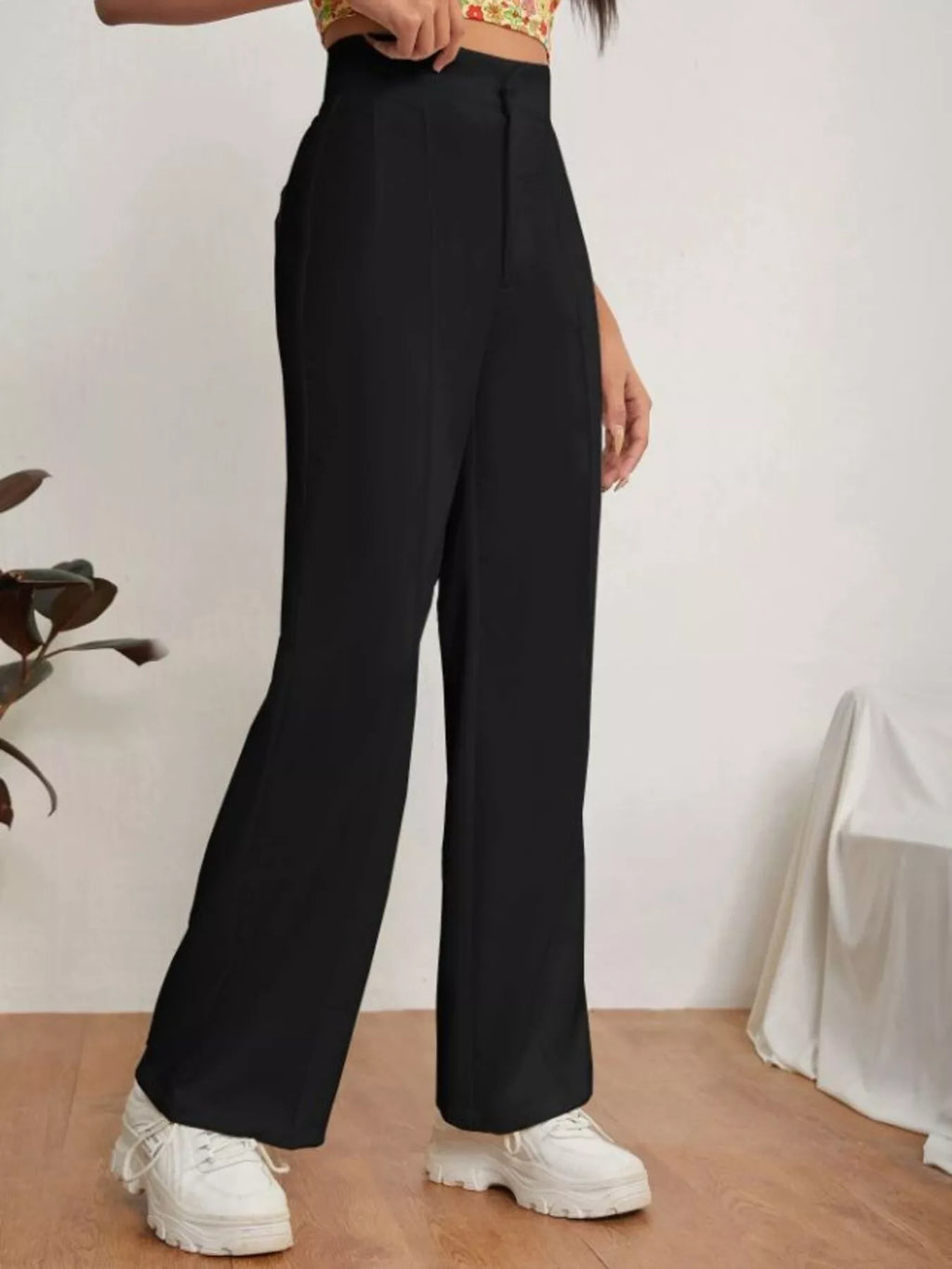 High Waist Straight Leg Dress Pants