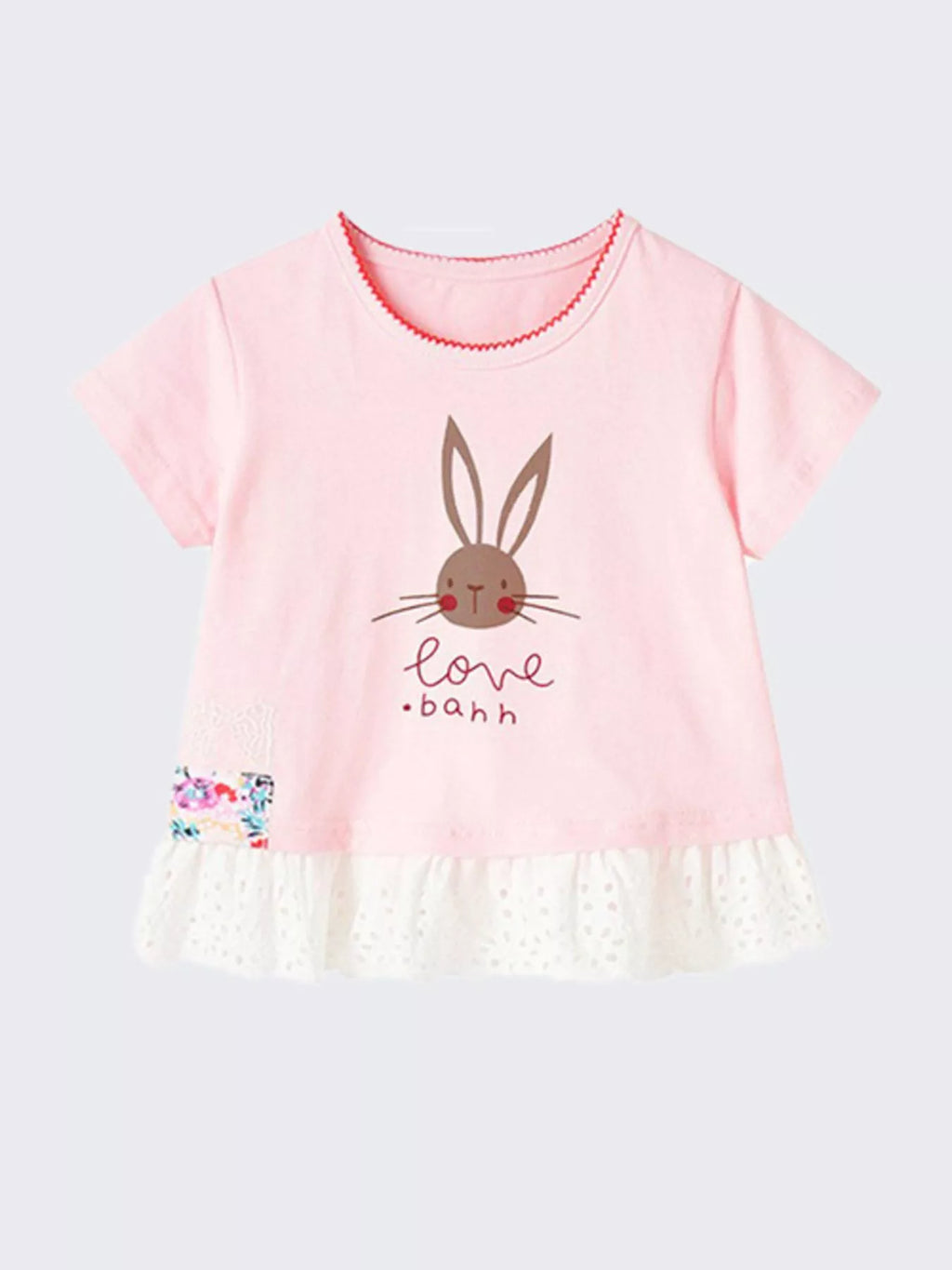 Children's Bunny Graphic Ruffle Hem T-Shirt