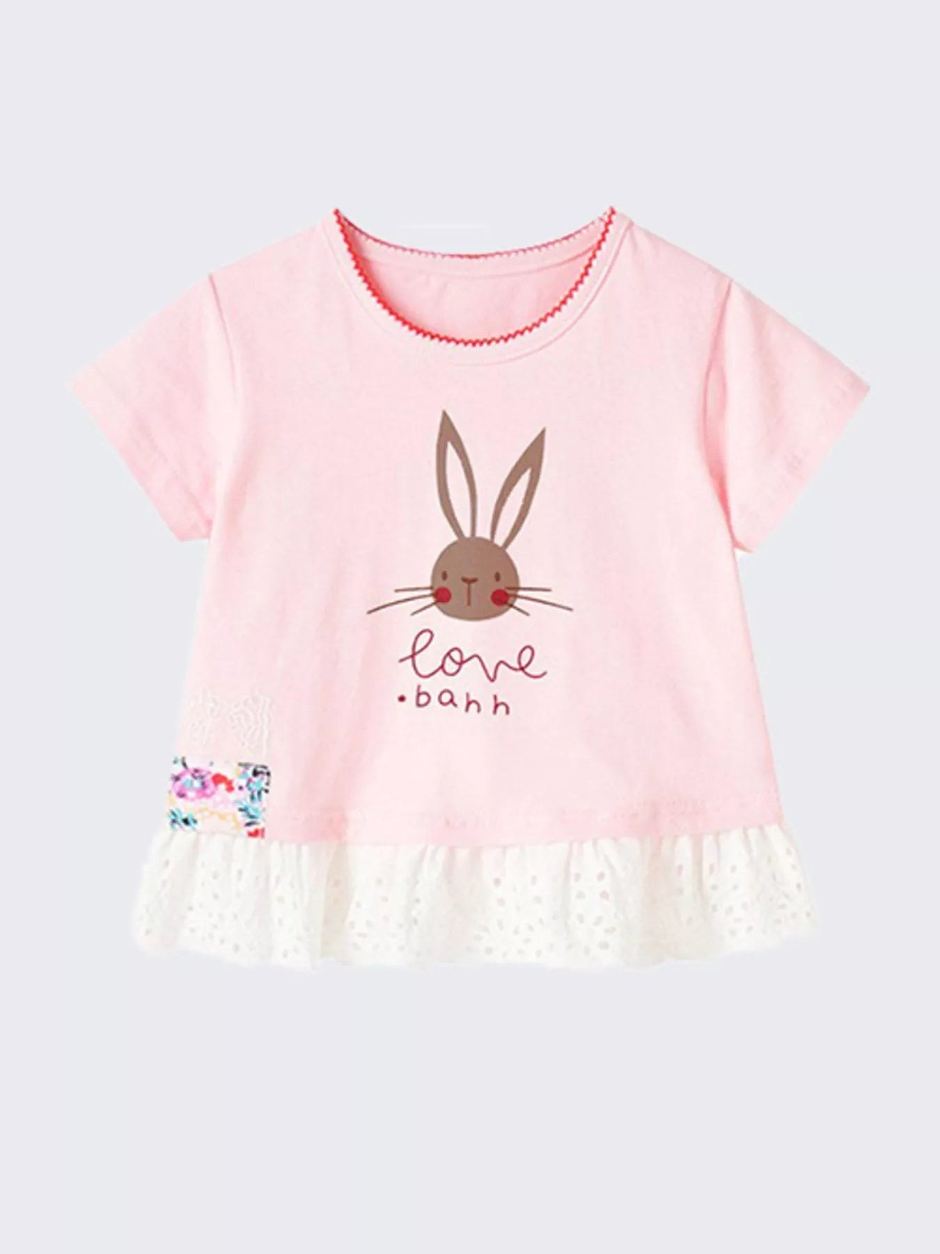 Children's Bunny Graphic Ruffle Hem T-Shirt