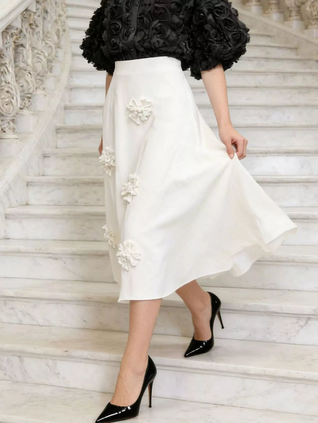 Floral Embellished Midi Skirt