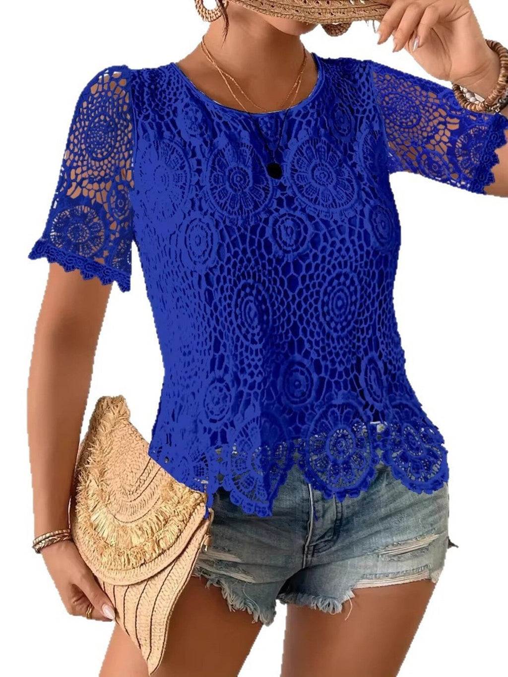 Lace Short Sleeve Blouse