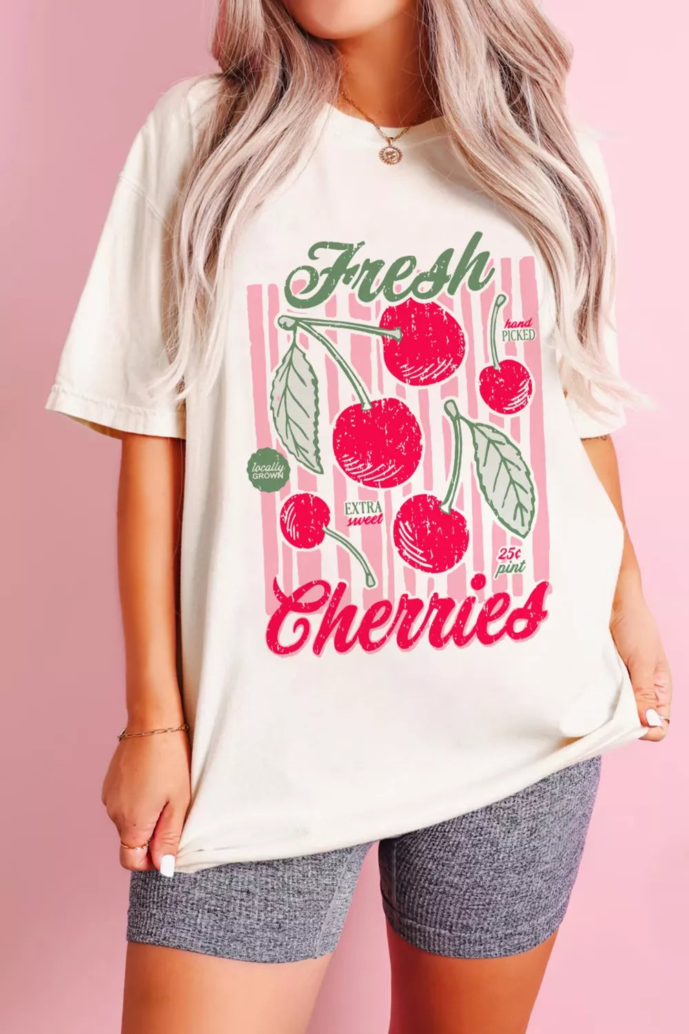 Fresh Cherries Graphic Oversized T-Shirt