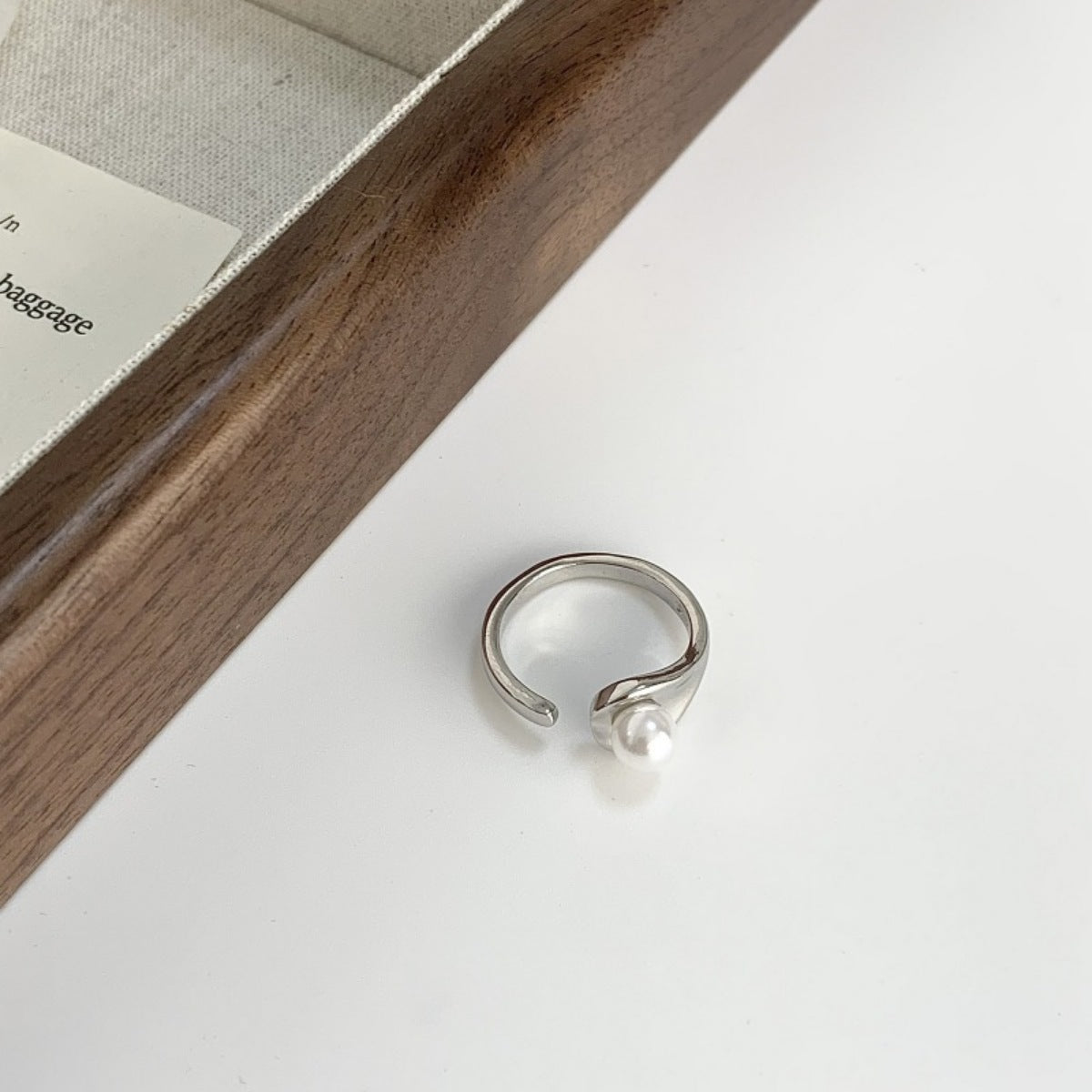 Pearl Accent Open Cuff Ring