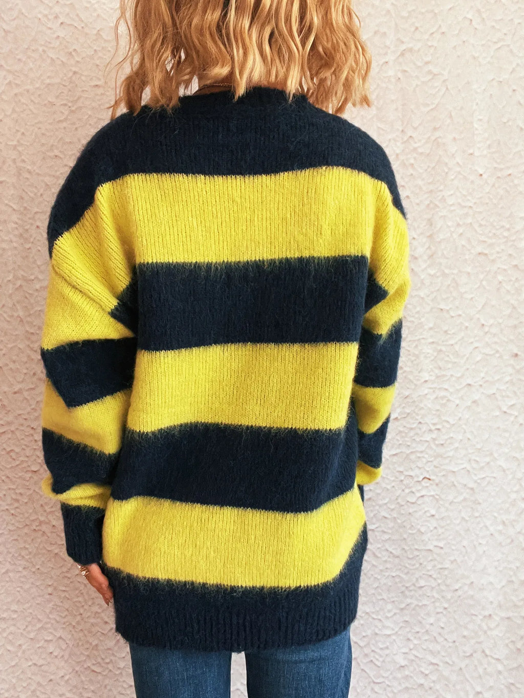 Striped Contrast Long Sleeve Sweater