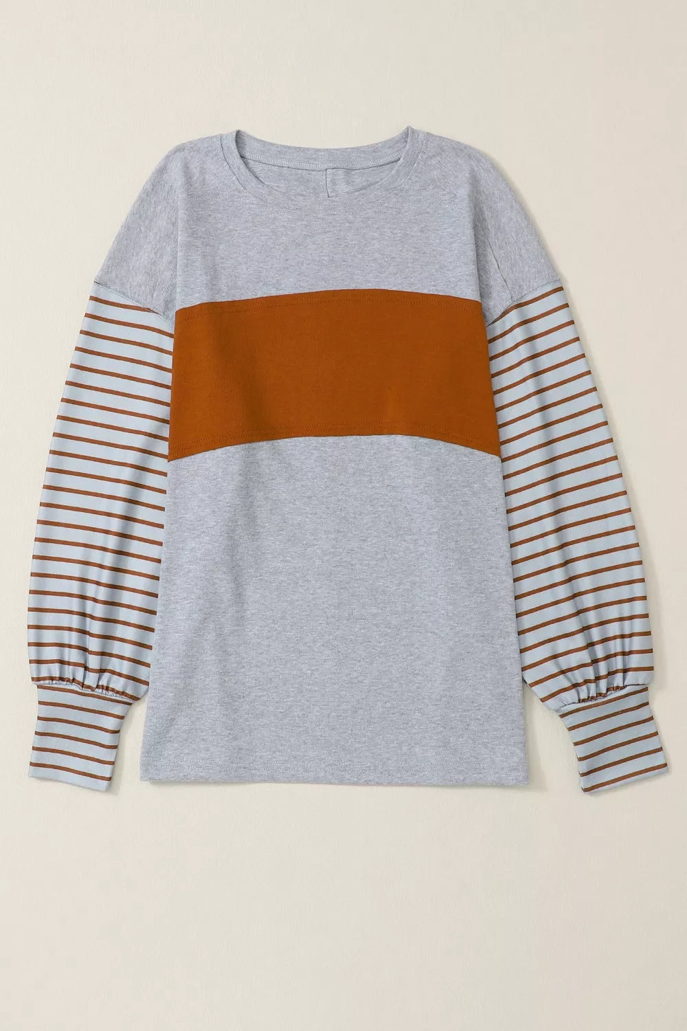 Colorblock Striped Bishop Sleeve Top