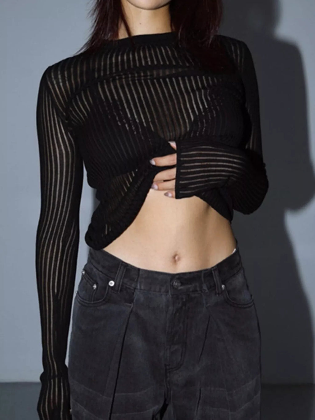 Ribbed Knit Long Sleeve Top