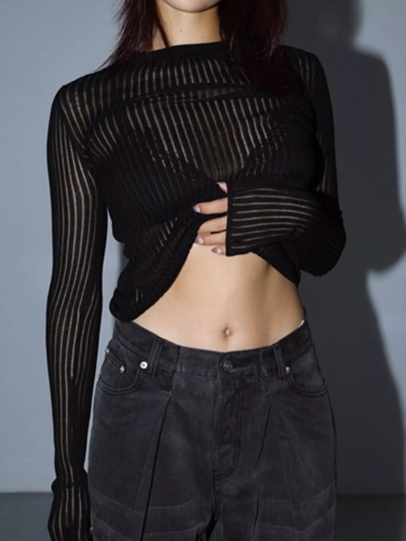 Ribbed Knit Long Sleeve Top