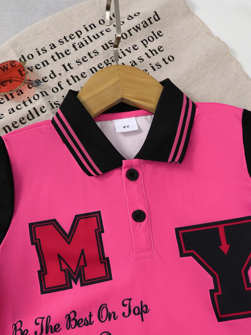 Children's Letter Graphic Polo Shirt & Shorts Set