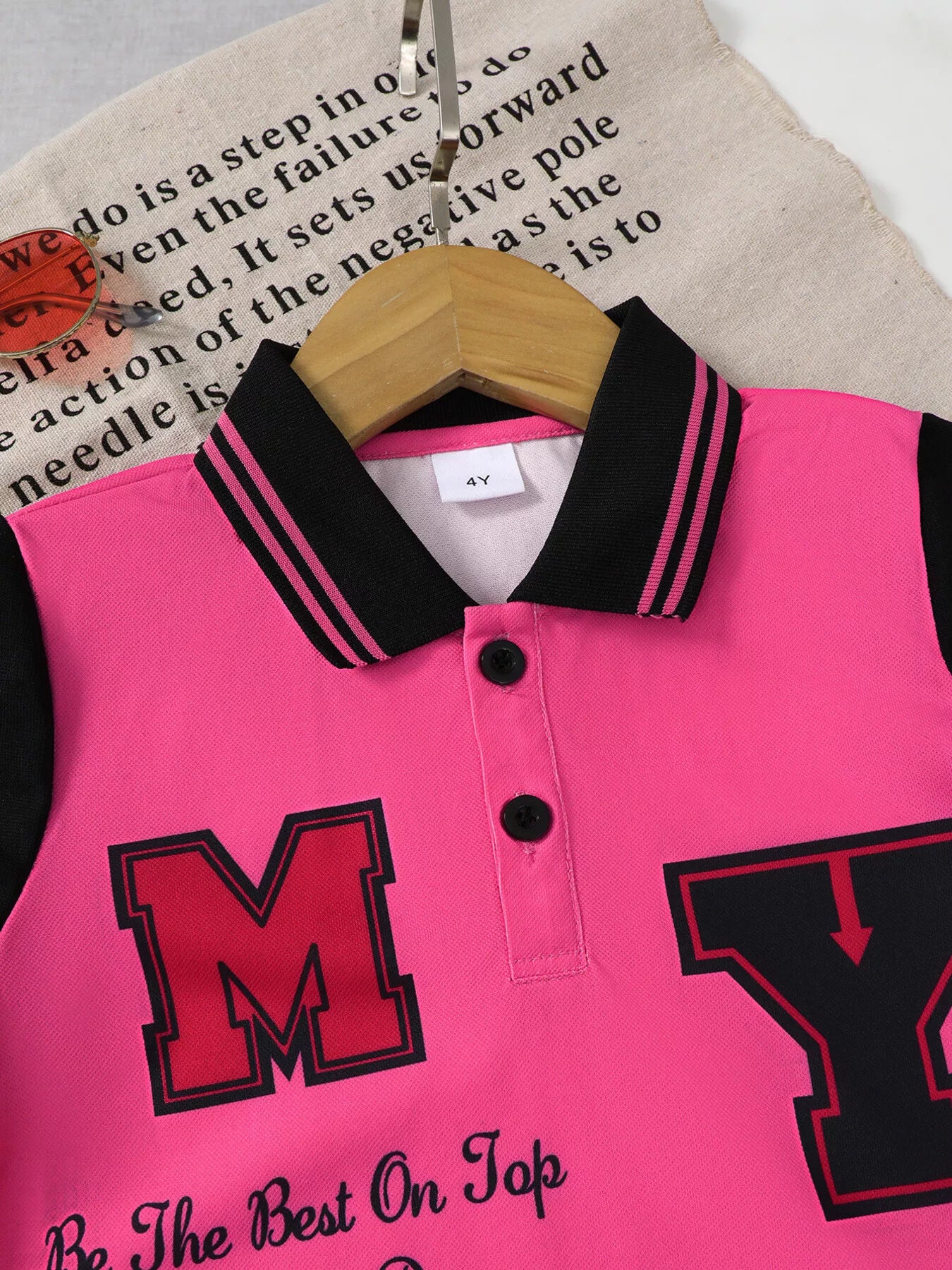 Children's Letter Graphic Polo Shirt & Shorts Set