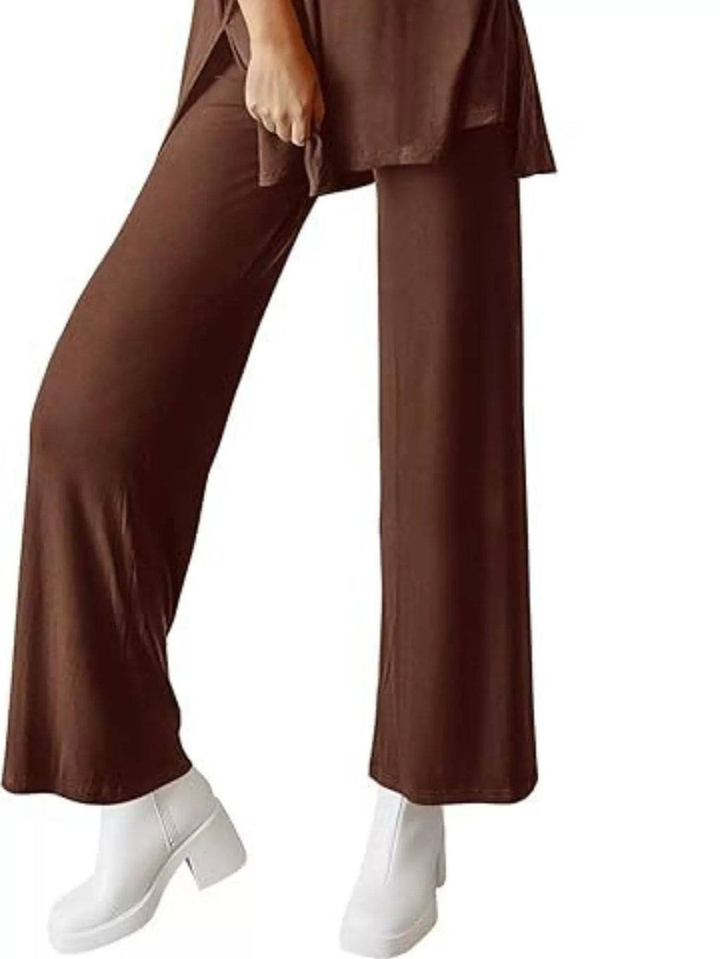Relaxed Fit Round Neck Top and Pants Two-Piece Set
