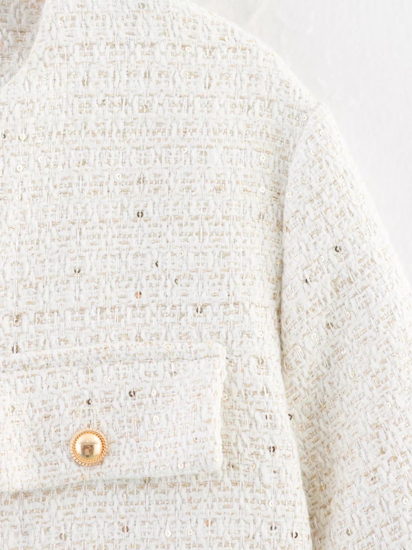 Tweed Button Up Cropped Outerwear