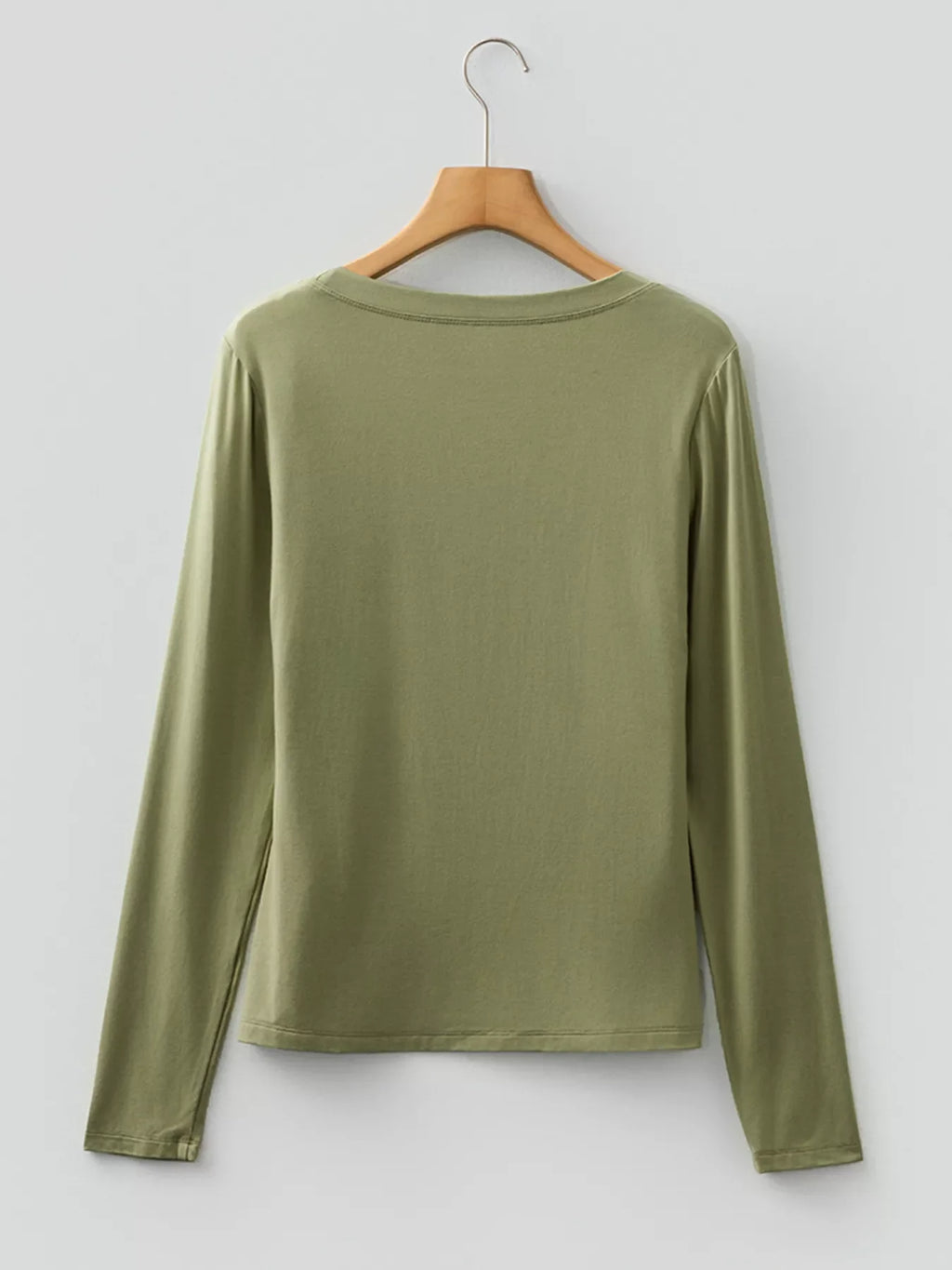 Solid Color Long Sleeve Fitted Top