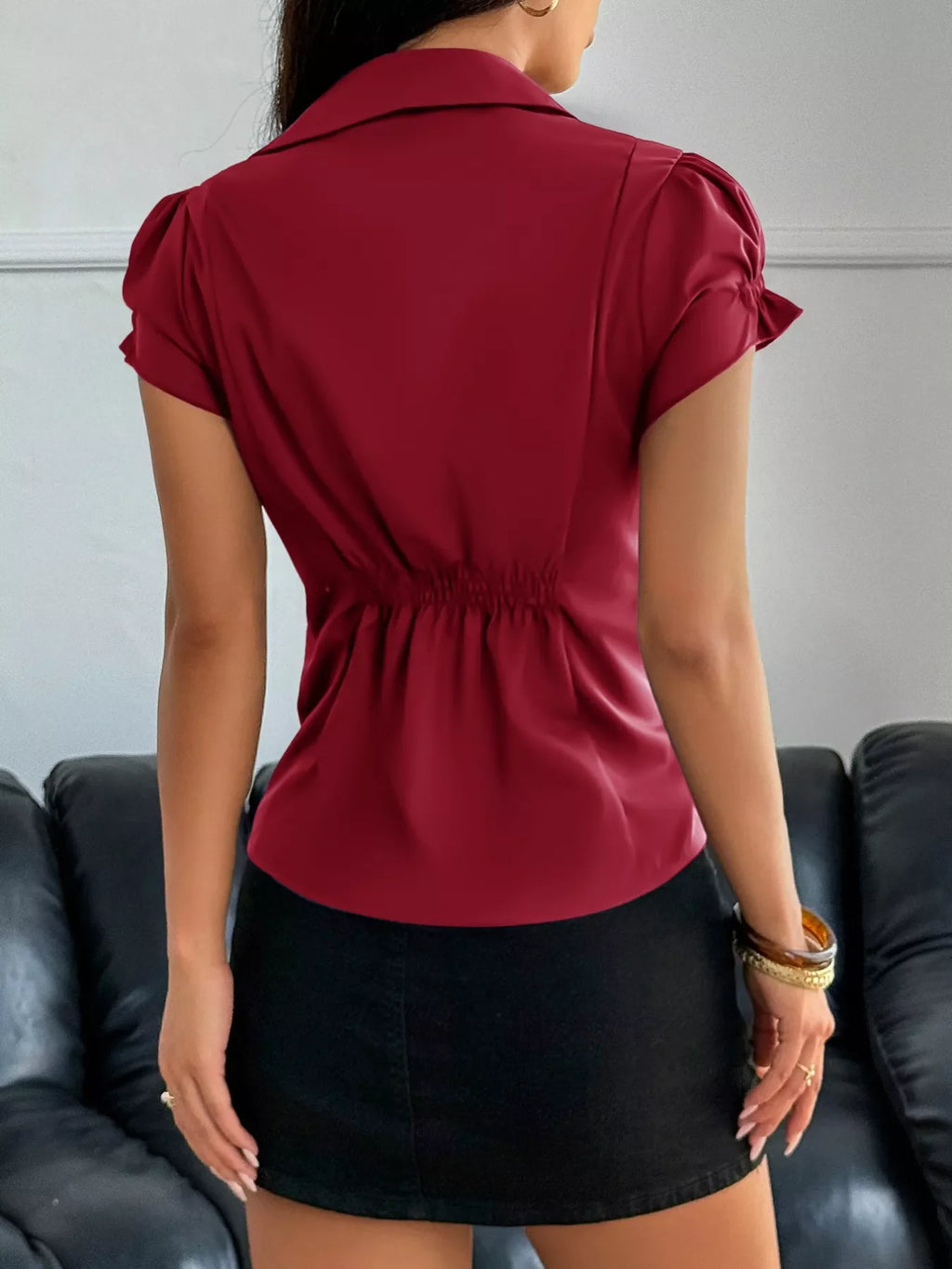 Elegant Ruffle Sleeve Button-Down Shirt