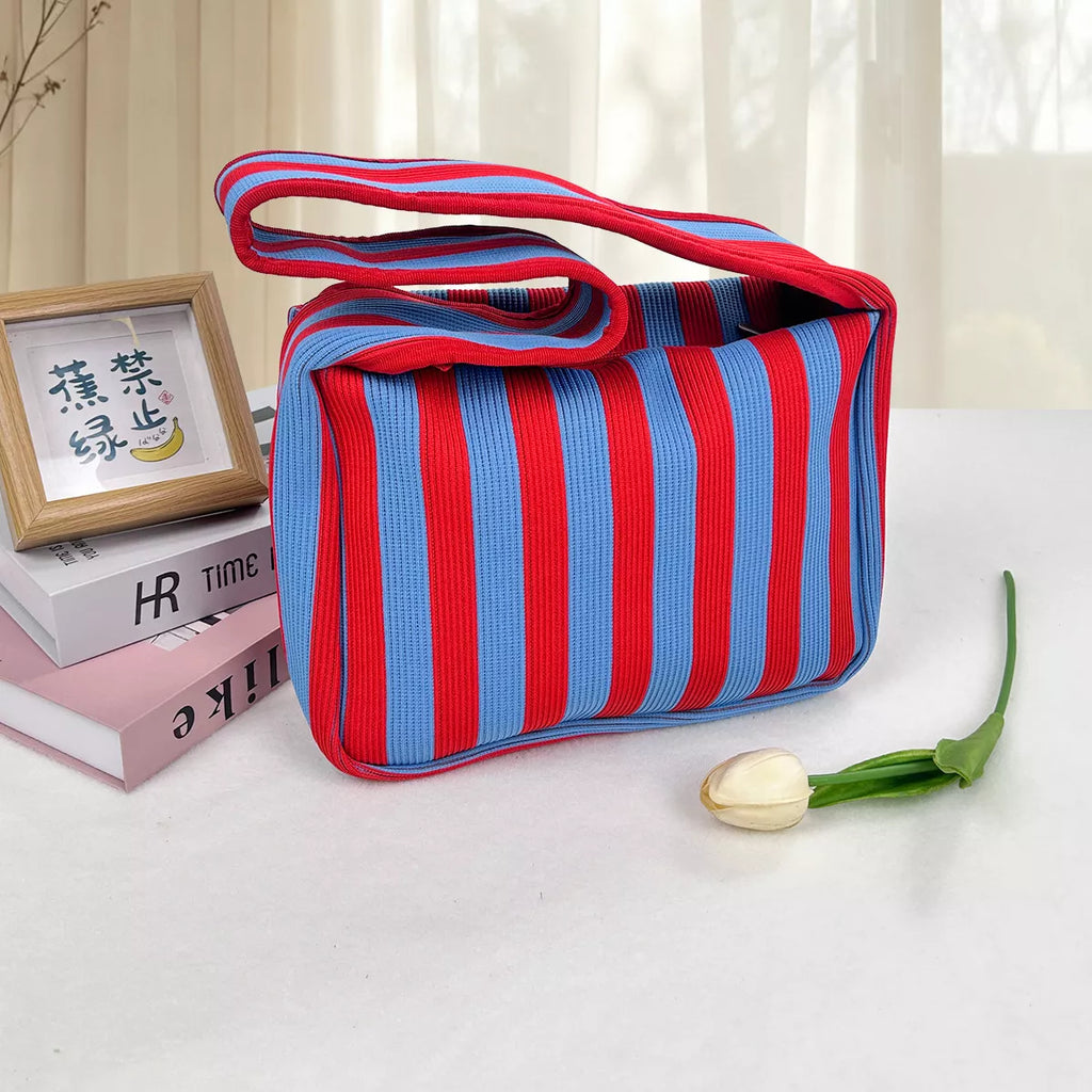 Striped Knit Shoulder Bag