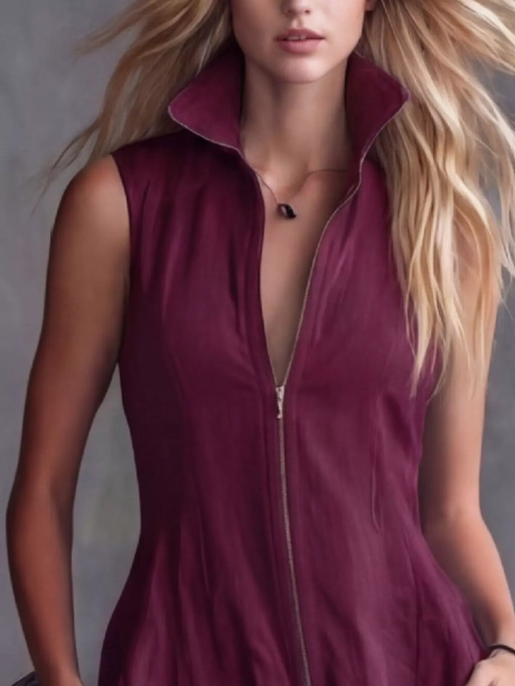 Full Size High-Low Ruffled Zip Front Dress Plus Size