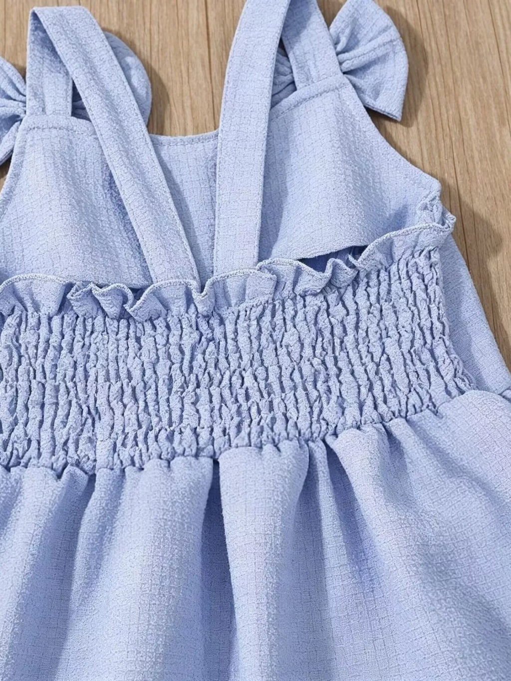 Children's Bowknot Decor Ruffle Hem Sleeveless Dress