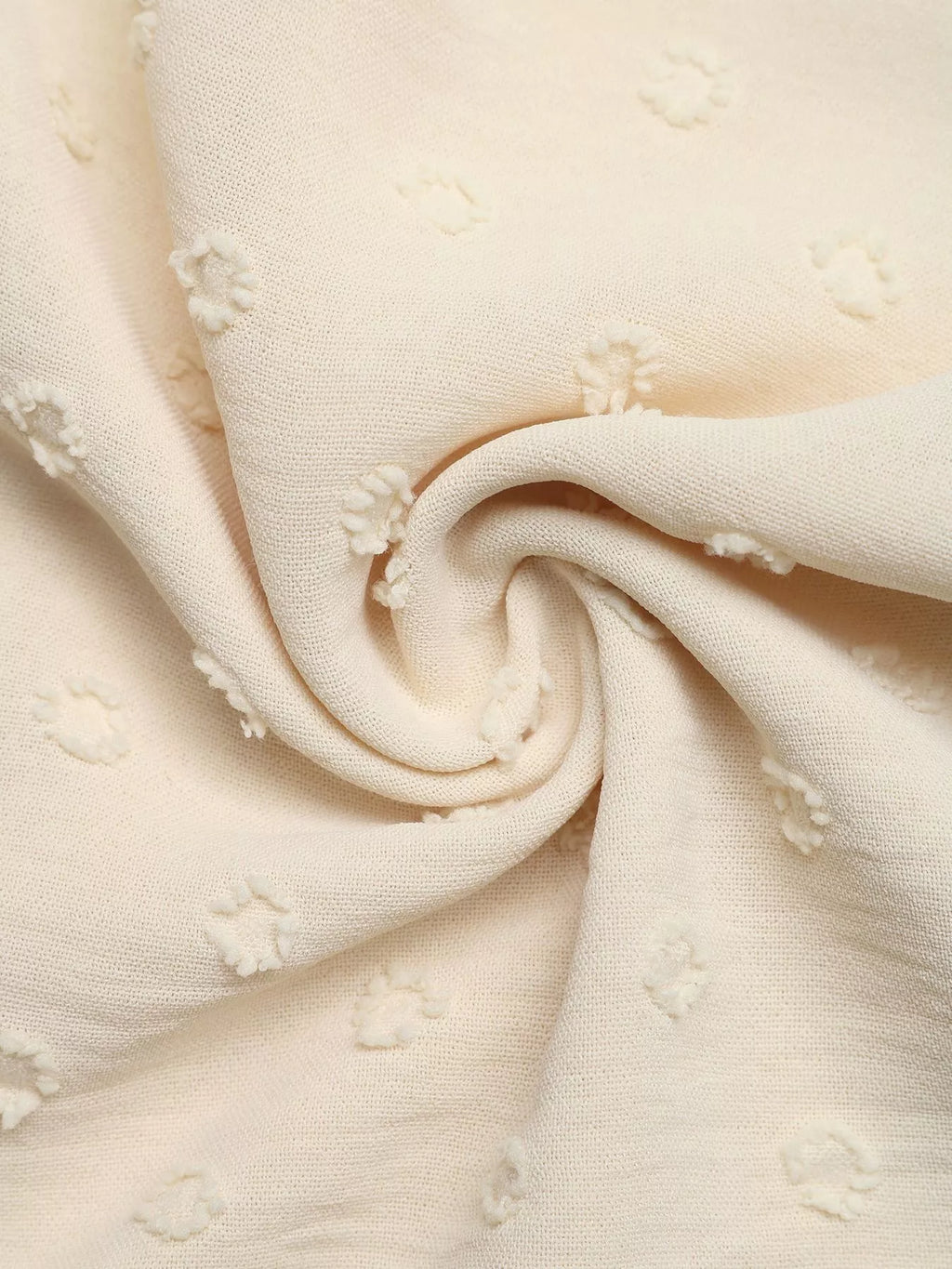 Swiss Dot Ruffled Button-Down Shirt