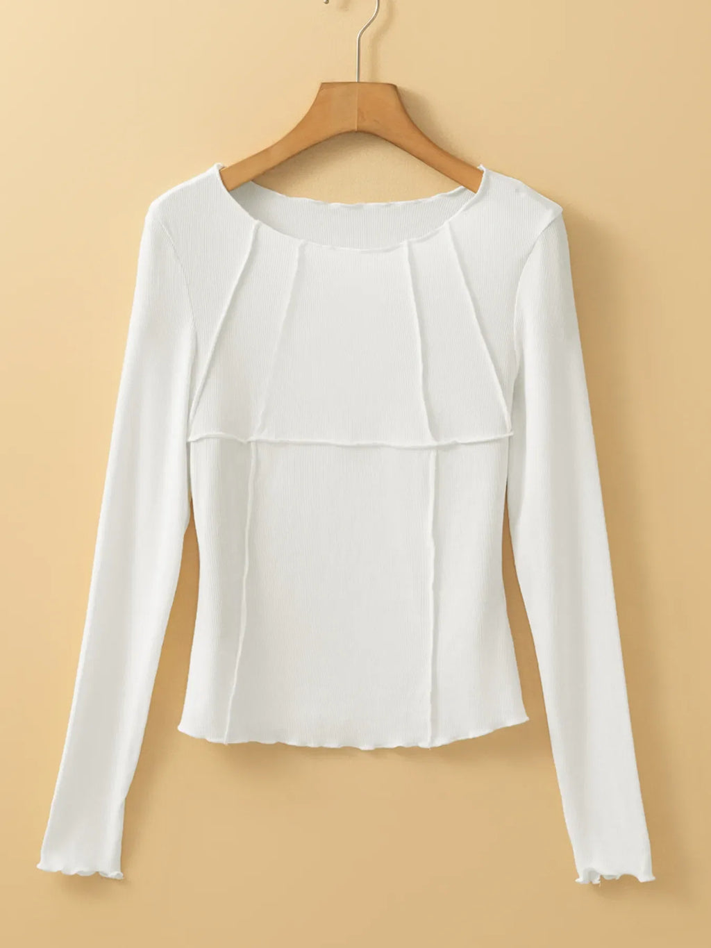 Exposed Seam Slim Fit Long Sleeve Top
