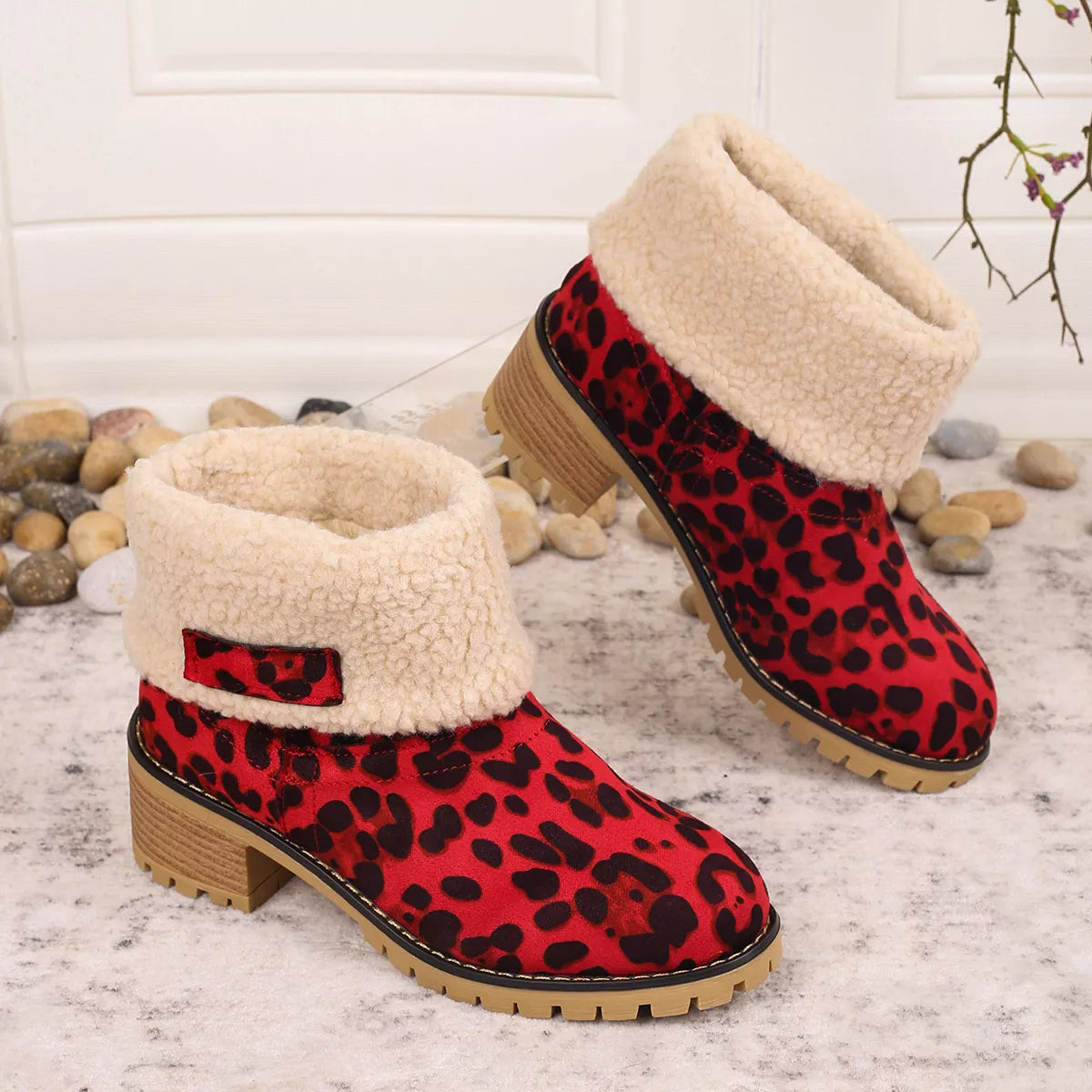 Leopard Print Plush Lined Boots