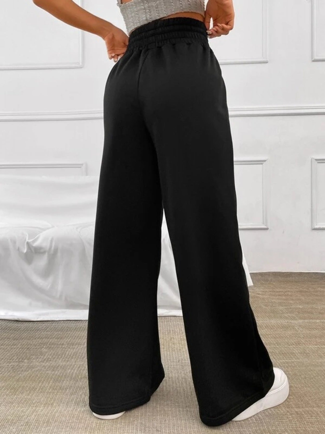 Wide Leg Drawstring Waist Pants