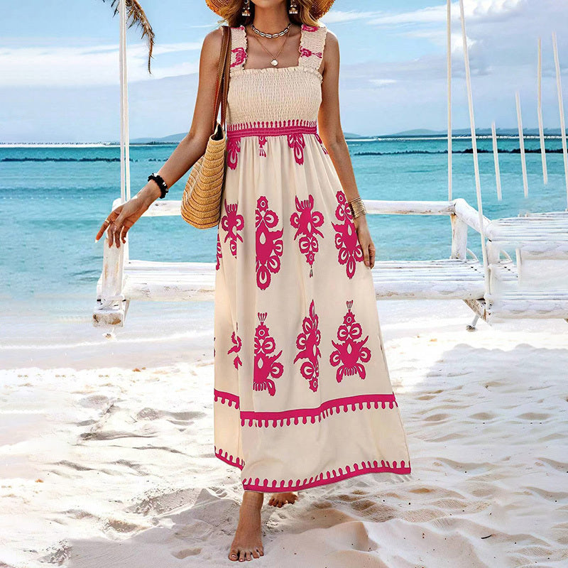 Women’s Wide-Strap Printed Maxi Dress